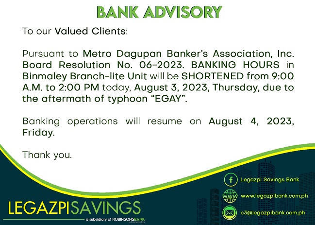 Legazpi Savings Bank Advisory