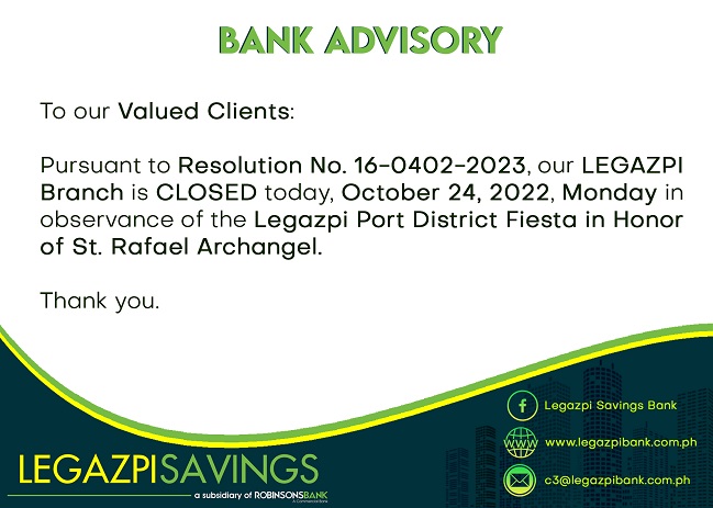 Legazpi Savings Bank Advisory