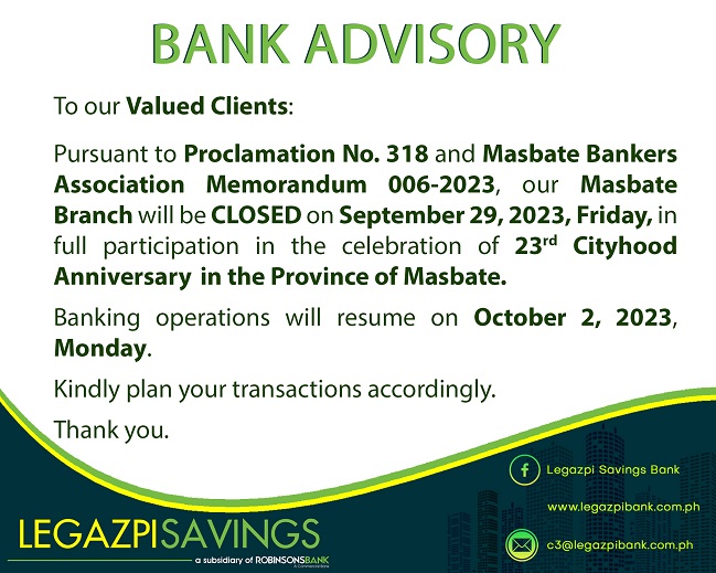 Legazpi Savings Bank Advisory