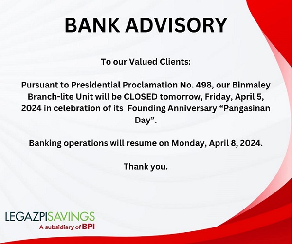 Legazpi Savings Bank Advisory