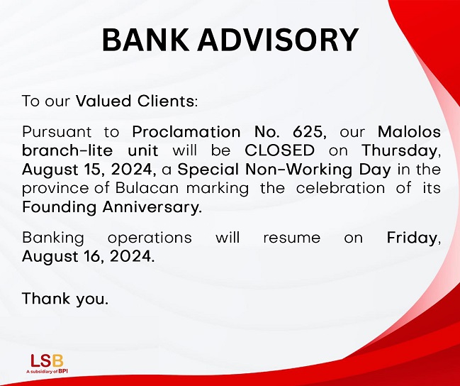Legazpi Savings Bank Advisory