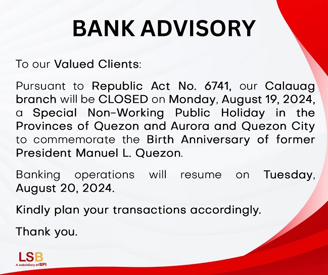 Legazpi Savings Bank Advisory