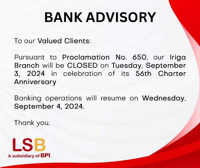 Legazpi Savings Bank Advisory
