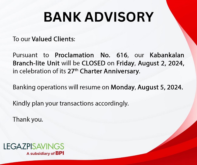 Legazpi Savings Bank Advisory