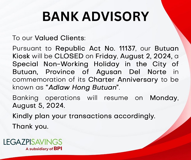 Legazpi Savings Bank Advisory