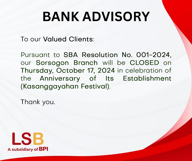 Legazpi Savings Bank Advisory